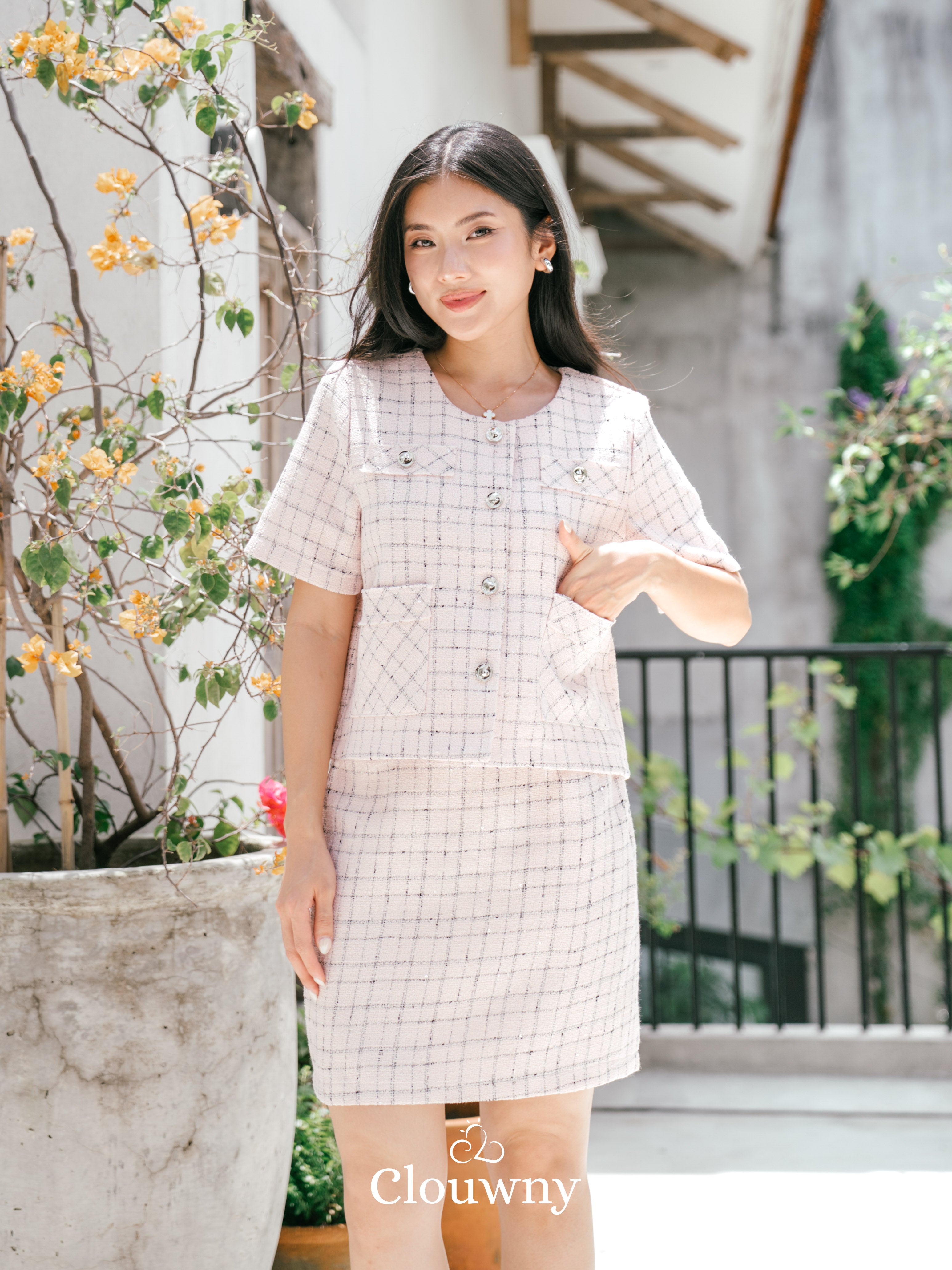 Daphne Tweed Set - Pink
